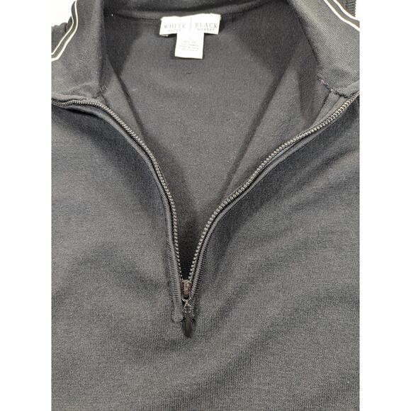White House Black Market Shirt Womens Sleeveless‎ Zip Polo Black &White - Picture 2 of 10